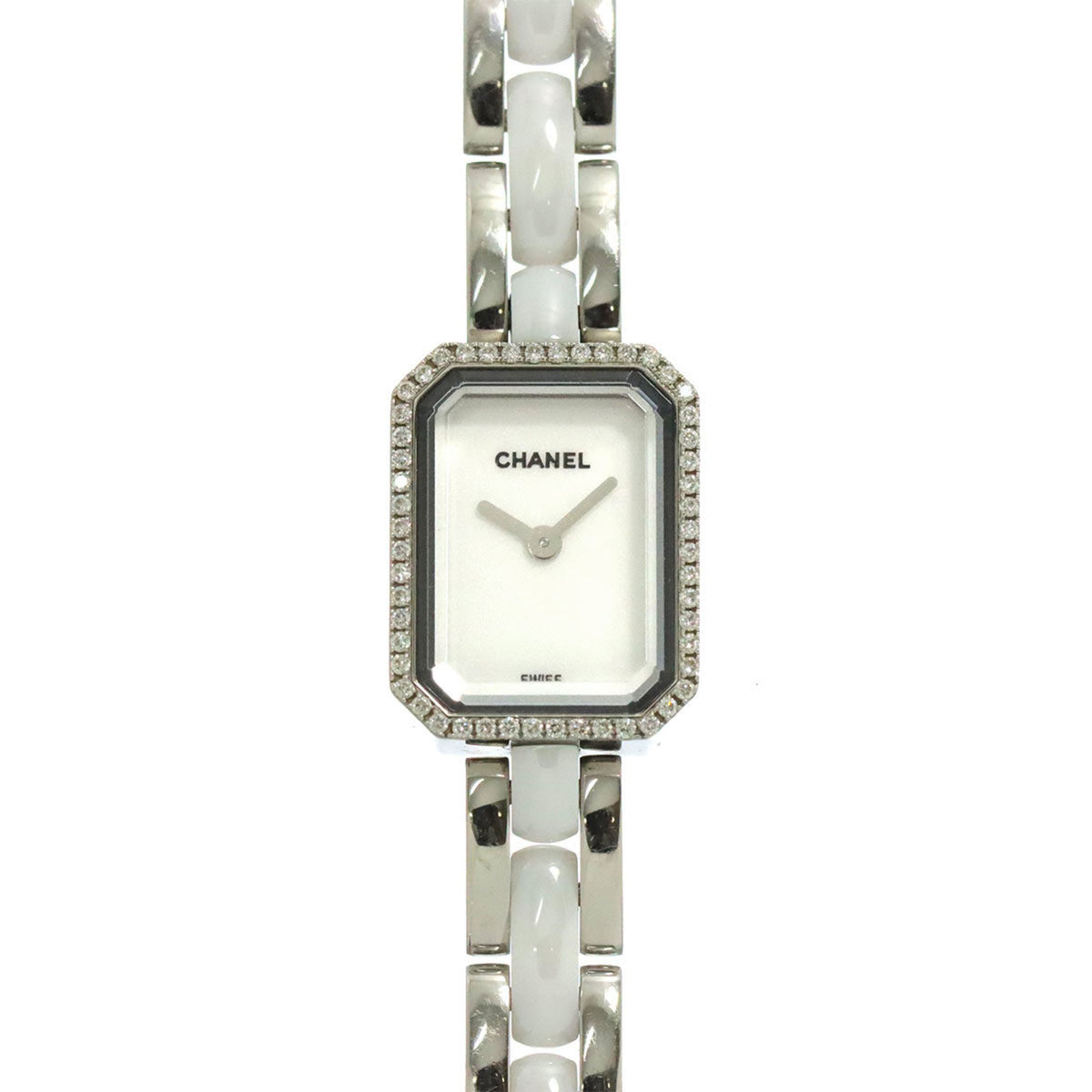 Pre-Owned CHANEL Premiere H2132 Women's Diamond Bezel White Ceramic Quartz Watch