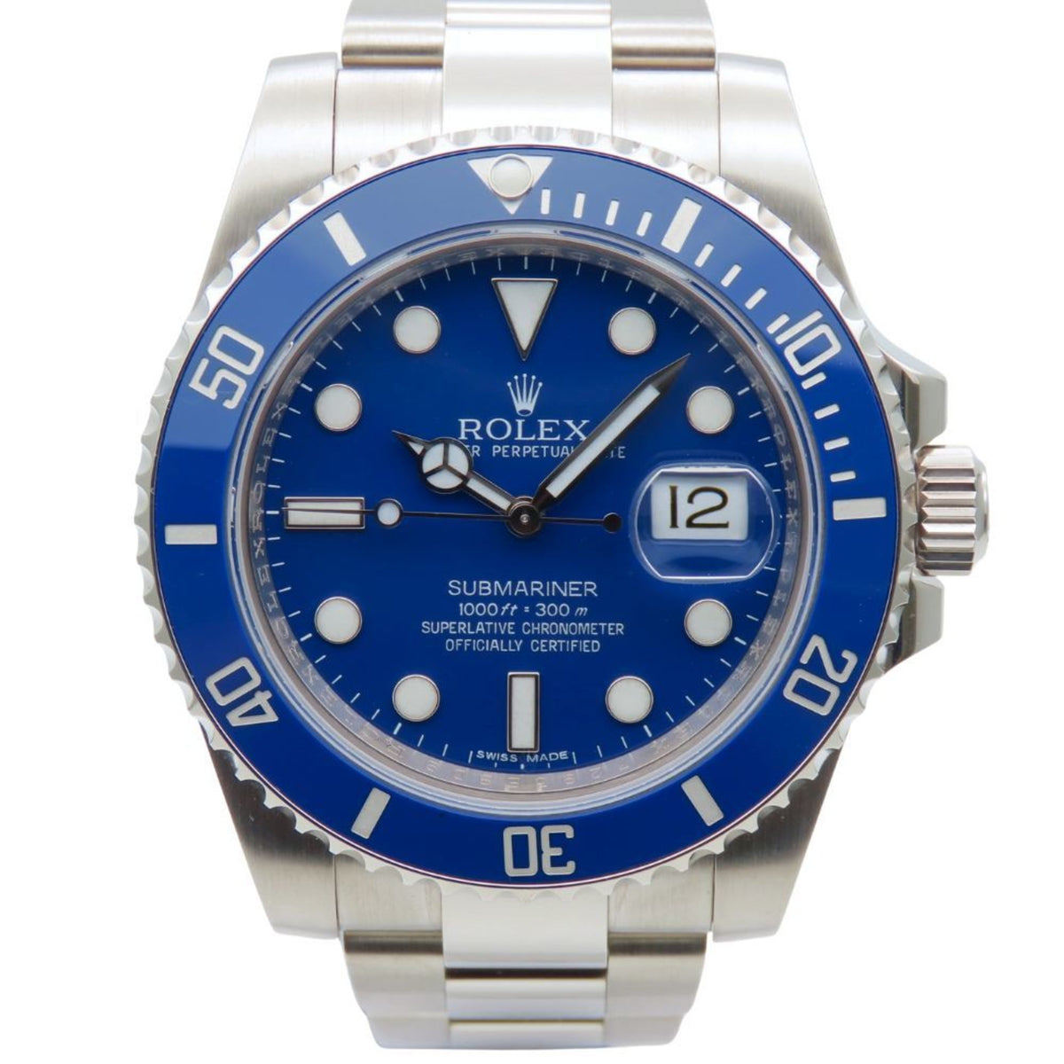 Pre-Owned Rolex Submariner Watch 116619LB, 18K White Gold, Approx. 213.7g, Blue Silver, Dial, Random Number Roulette, Men's