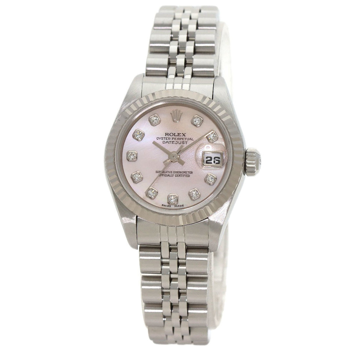 Pre-Owned Rolex Datejust 10P Diamond Watch Stainless Steel SS SSxK18WG Ladies ROLEX