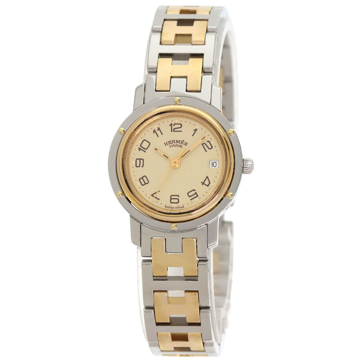 Pre-Owned Herm?s Clipper Watch, Stainless Steel/SSxGP, Women's