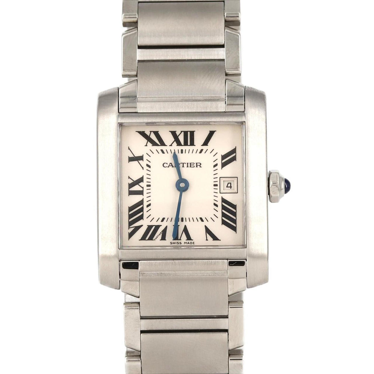 Gebrauchte Cartier Tank Francaise MM Date W51011Q3 SS Armbanduhr Quarz 