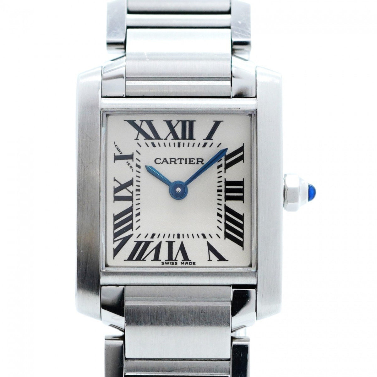 Gebrauchte Cartier Tank Francaise W51008Q3 Damenuhr mit weißem Zifferblatt 