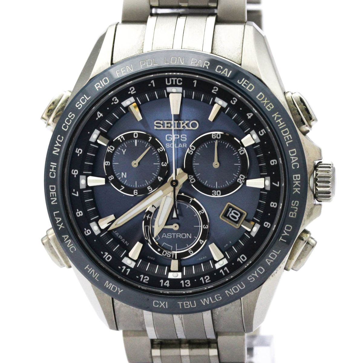 Pre-Owned SEIKO Astron GPS Solar Ceramic Titanium Mens Watch SBXB005(8X82-0AB0) Polished