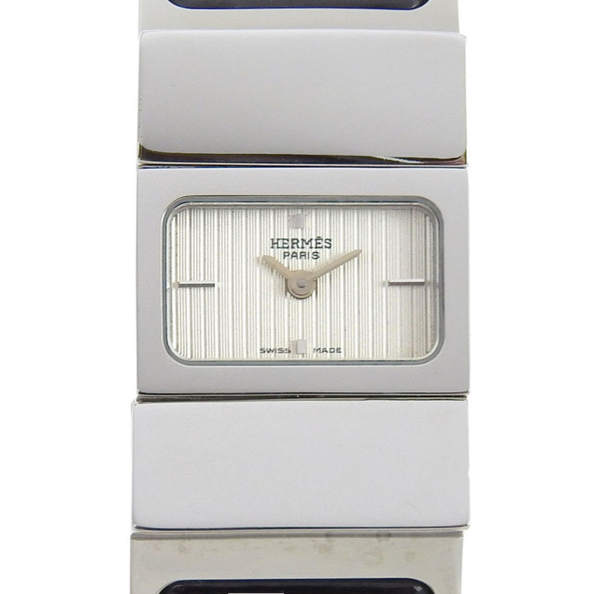 Pre-Owned Hermes HERMES L01 210 110 Silver Dial SS Quartz Battery 19.5mm Ladies Watch Carriage Motif