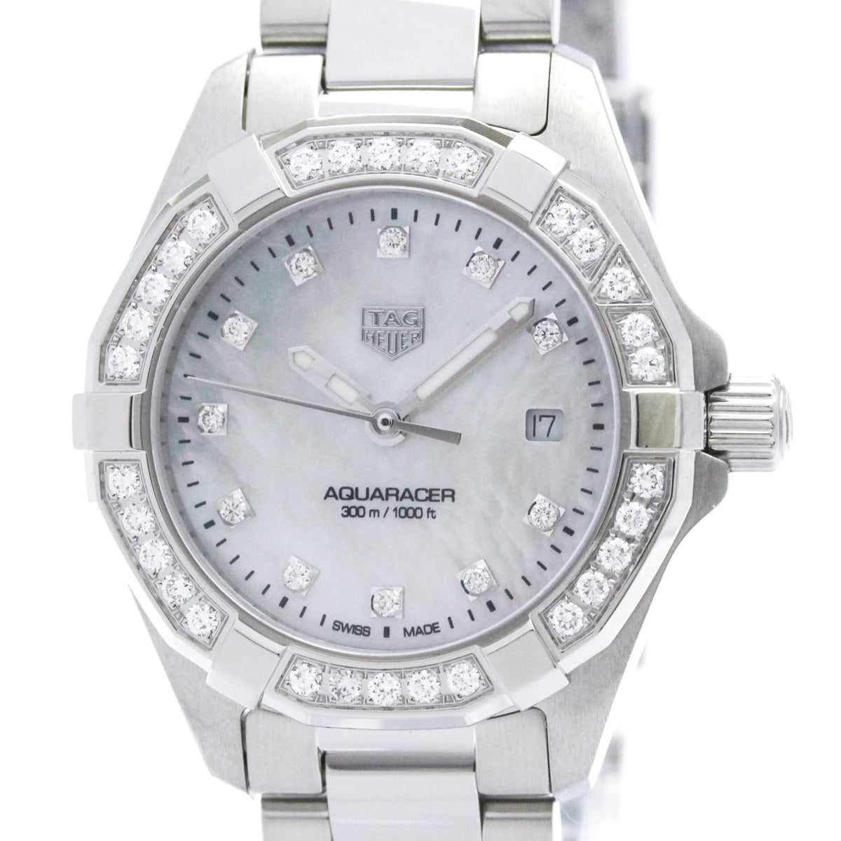 Pre-Owned TAG HEUER Aquaracer Lady Diamond MOP Dial Quartz Watch WBD1415 Polished
