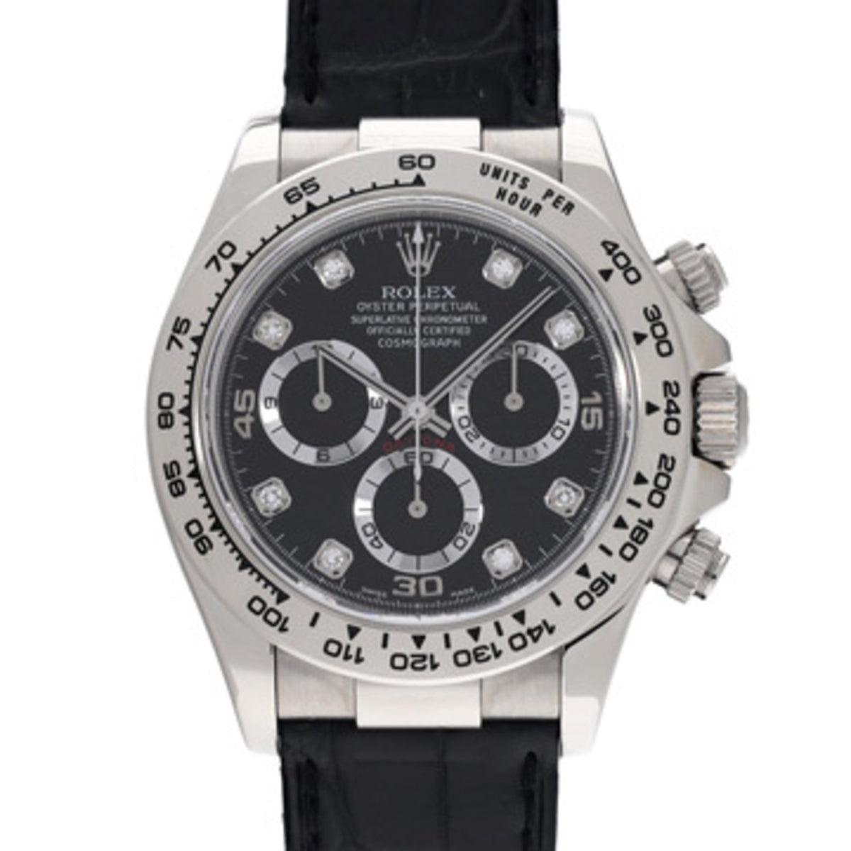 Pre-Owned Rolex Cosmograph Daytona 116519G Y serial number (manufactured around 2002) Black/Diamond Men's Watch Automatic