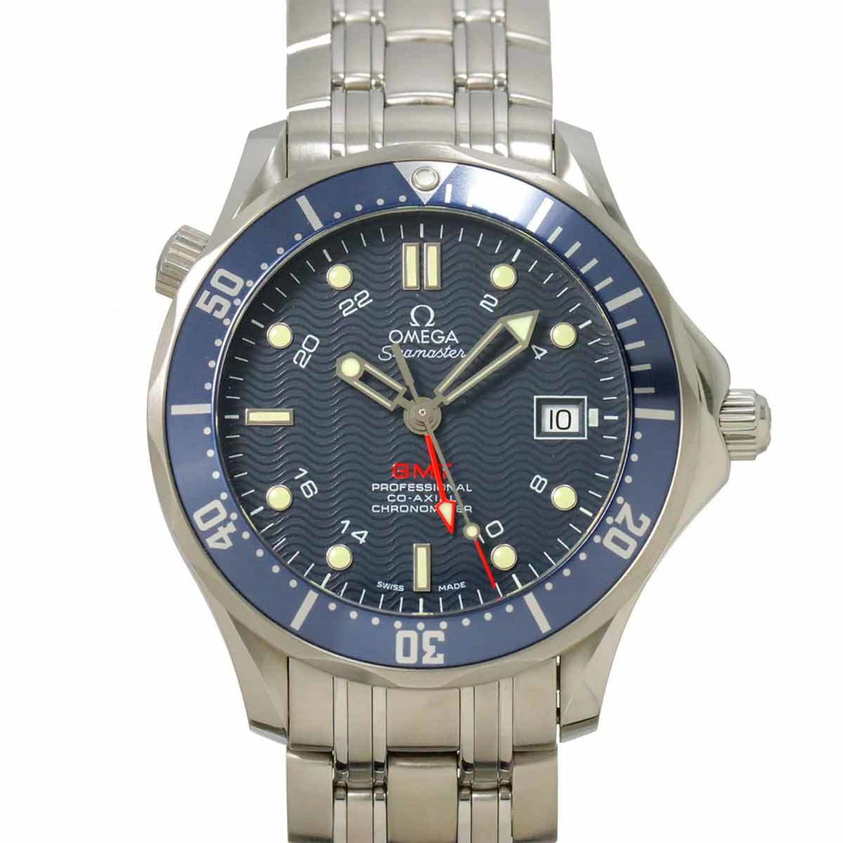 Pre-Owned OMEGA Seamaster Professional 300 GMT 2535 80 Men's Watch with Date, Navy Blue, Automatic