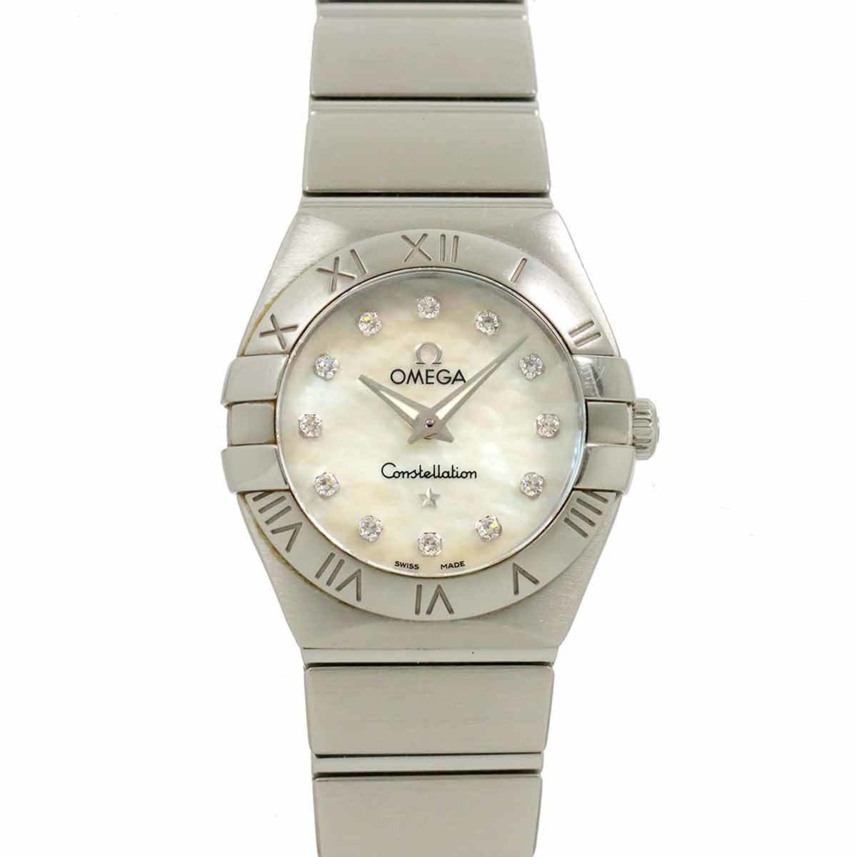 Pre-Owned OMEGA Constellation 123 10 24 60 55 001 Ladies Watch 12P Diamond White Shell Quartz