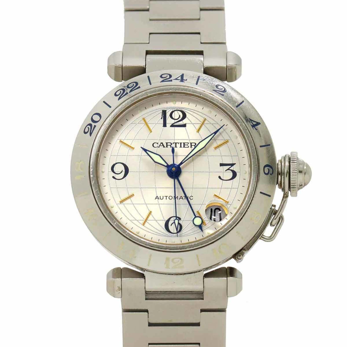 Pre-Owned Cartier Pasha C Meridian GMT W31029M7 Boys' Watch with Date Display, Silver, Automatic Movement