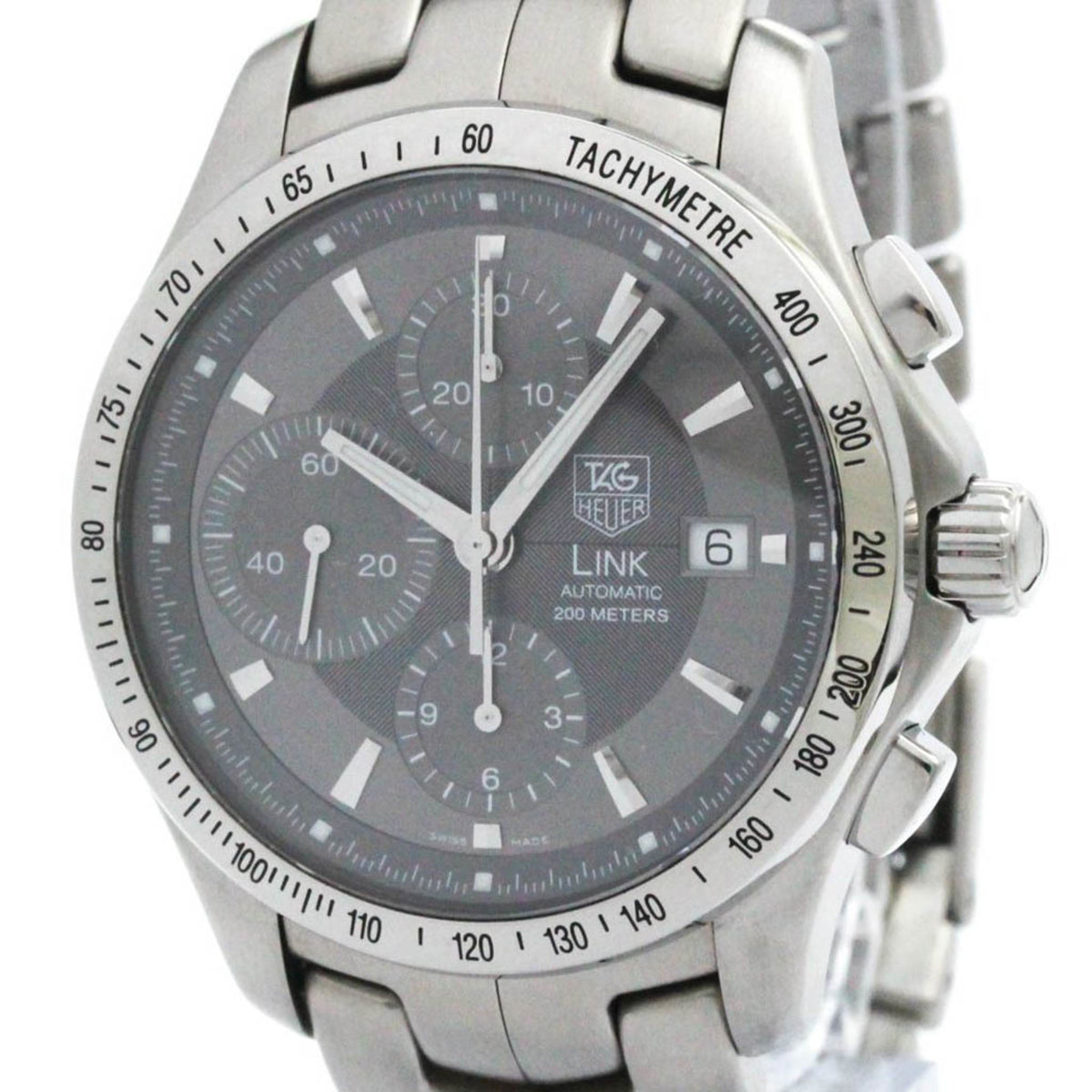 Pre-Owned Polished TAG HEUER Link Chronograph Steel Automatic Mens Watch CJF2115 BF573273