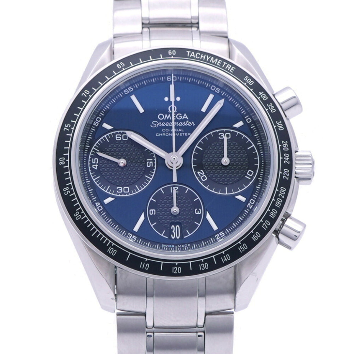 Pre-Owned Omega Automatic Speedmaster Racing Co-Axial Chronometer 326.30.40.50.03.001 Stainless Steel Navy Blue Watch 0177OMEGA Men's