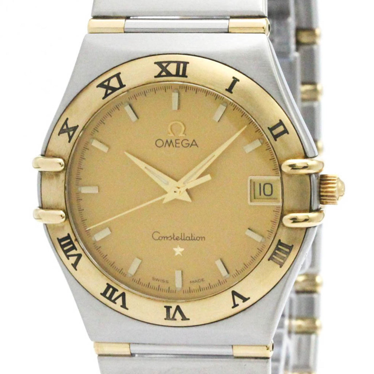 Pre-Owned OMEGA Constellation 18K Gold Steel Quartz Mens Watch 1312.10 Polished