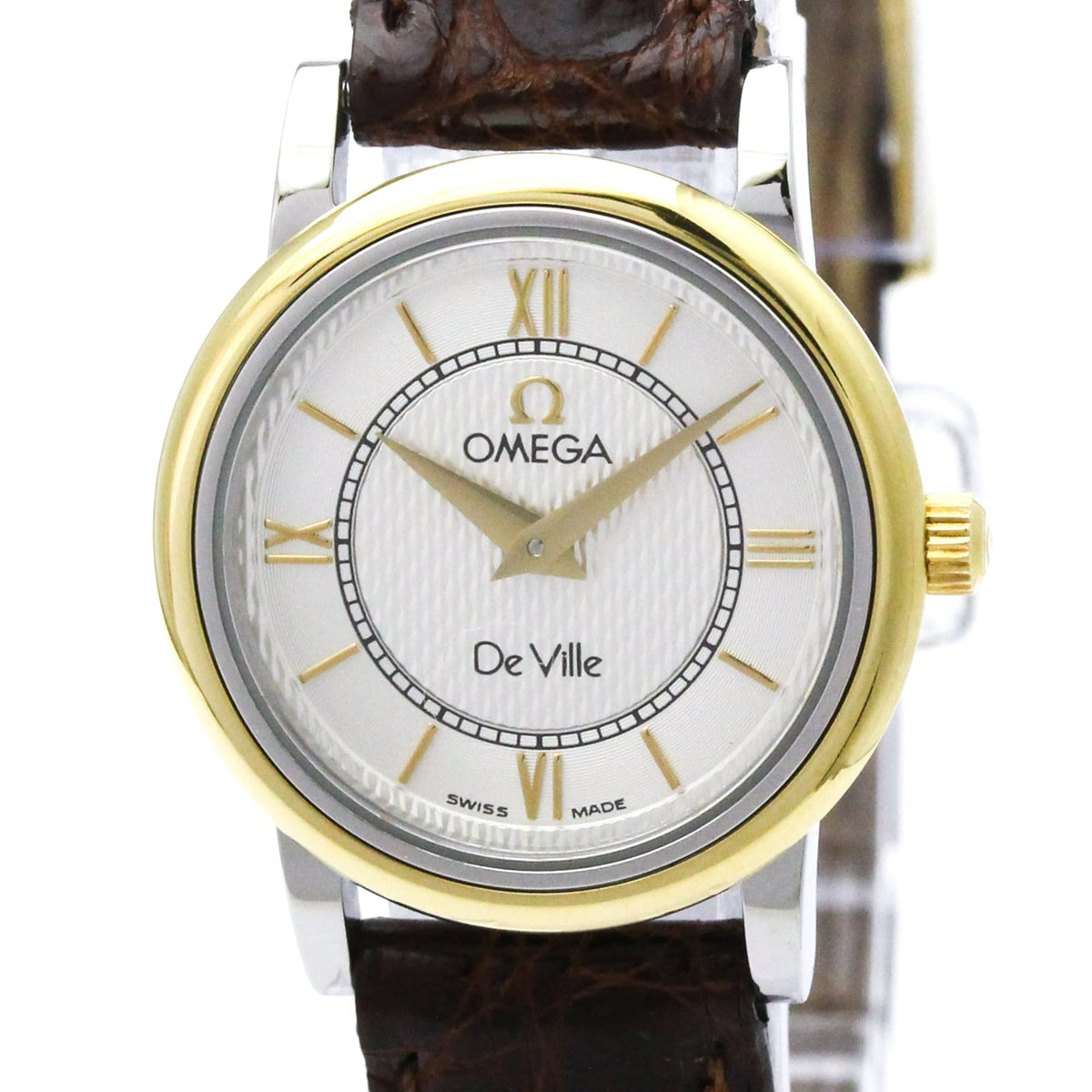 Pre-Owned OMEGA De Ville Prestige 18K Gold Steel Ladies Watch 7774.31.12 Polished