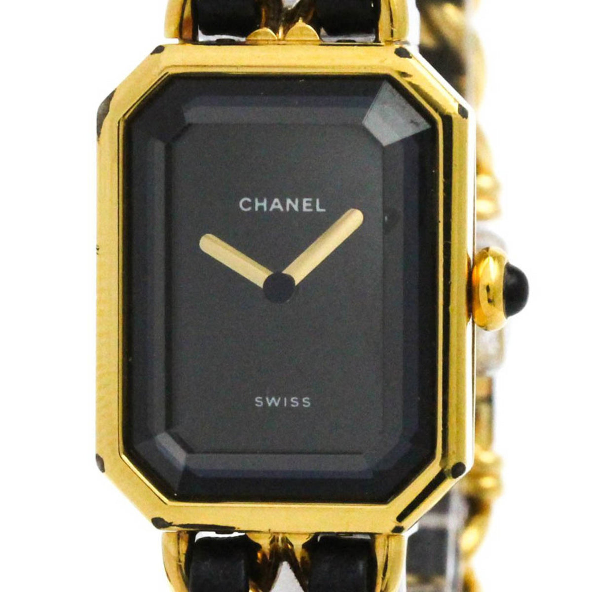 Gebrauchte CHANEL Premiere Größe L vergoldete Quarz-Damenuhr H0001 BF583109 