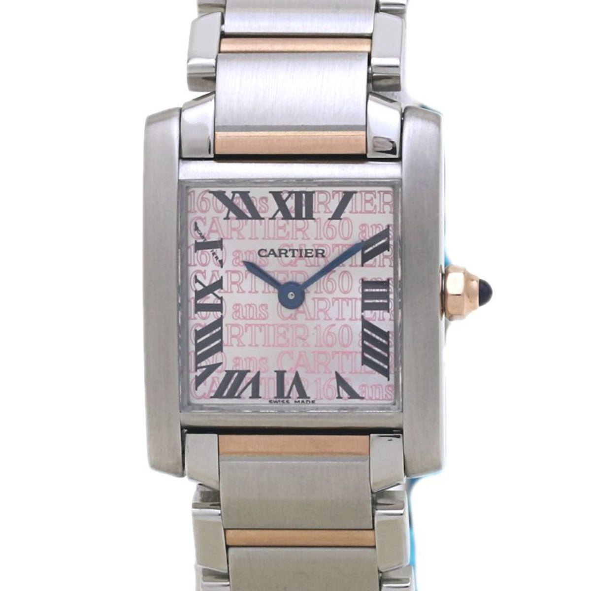 Pre-Owned CARTIER Tank Fran?aise SM W51036Q4 160th Anniversary Asia Limited Edition Pink Dial Women's Watch in 18K Gold and Stainless Steel 40058