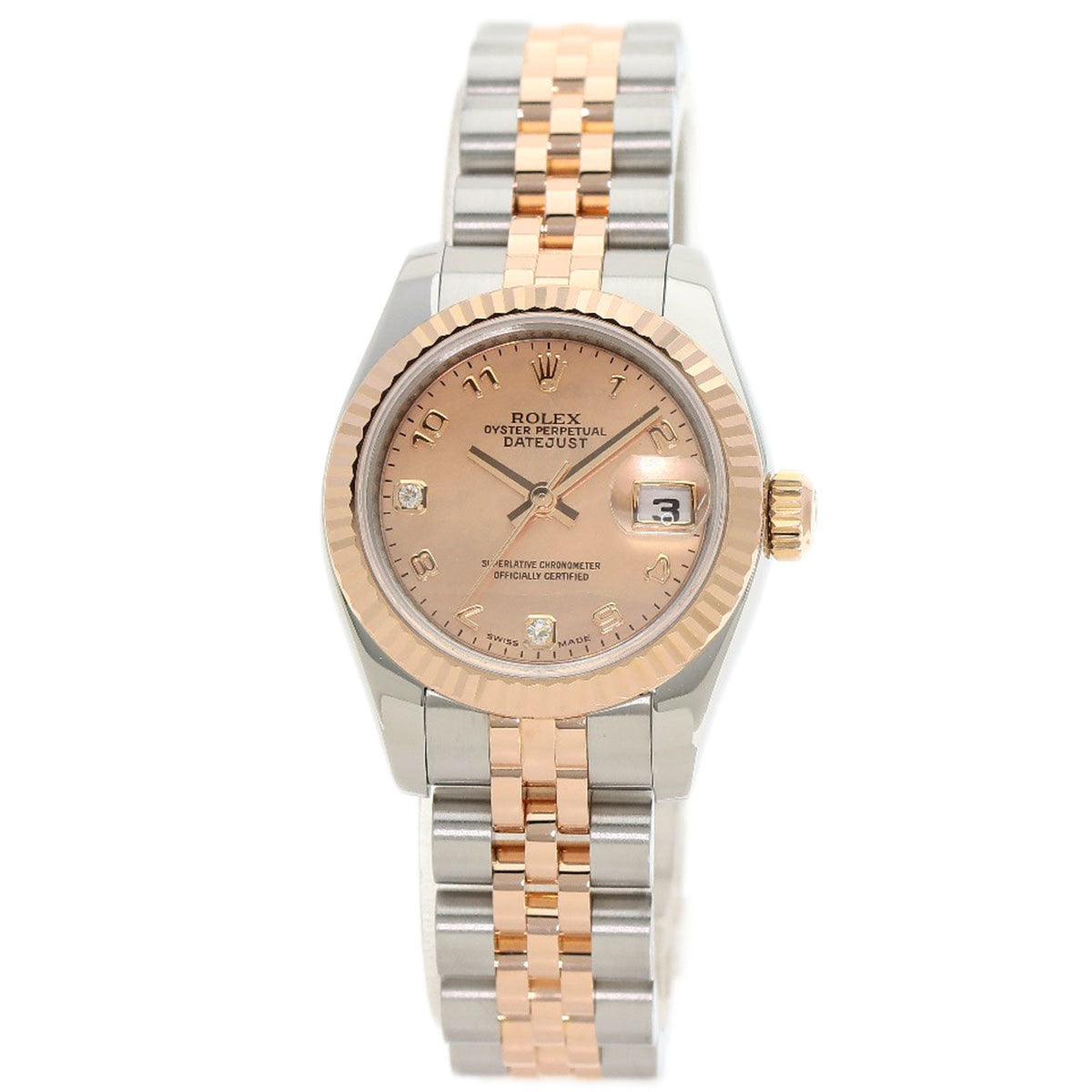 Pre-Owned Rolex 179171N2BR Datejust 2P Diamond Gold Dust Watch Stainless Steel SSxK18PG Everose Ladies ROLEX