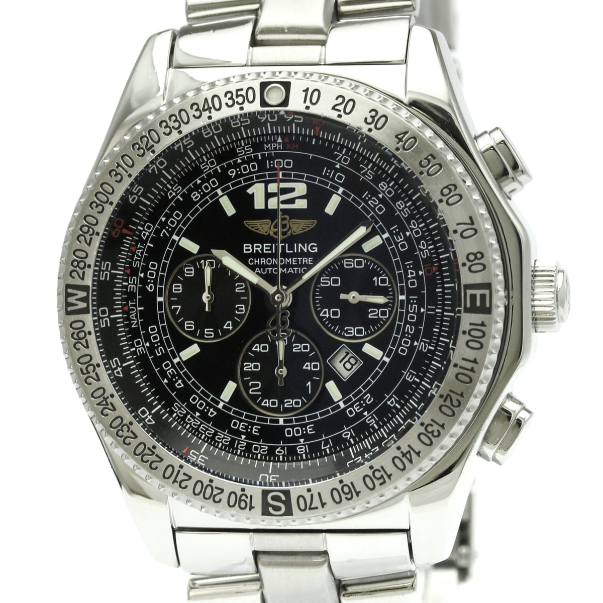 Pre-Owned BREITLING B-2 Chronograph Steel Automatic Mens Watch A42362 Polished