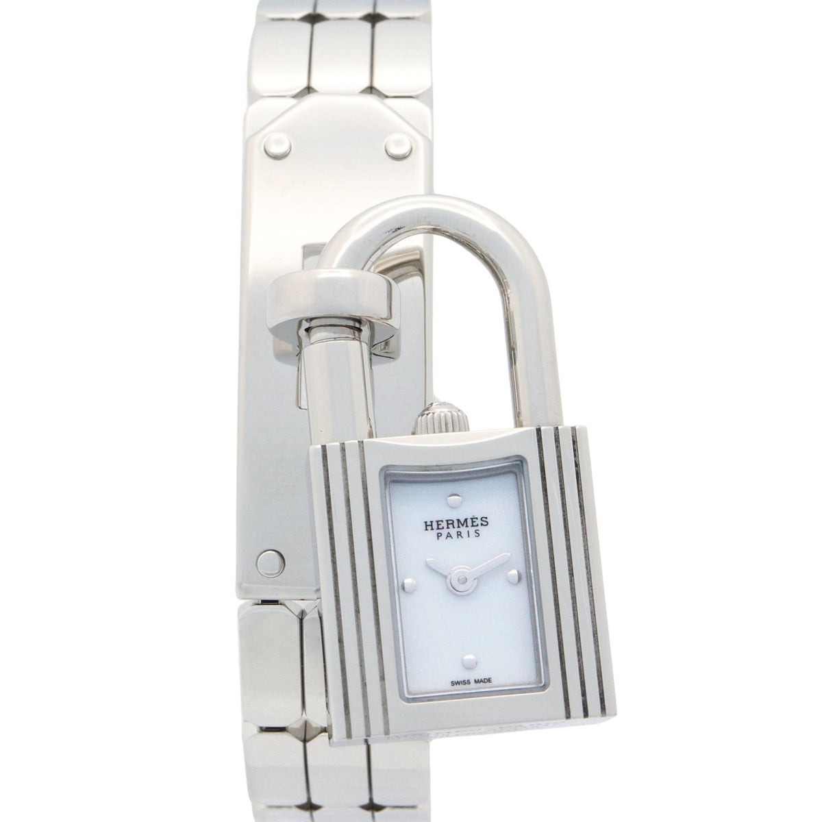 Pre-Owned Herm?s Kelly Mini Watch, Stainless Steel, Women's, White, W056304WW00