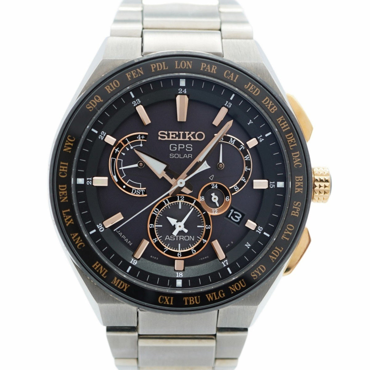 Pre-Owned Seiko Astron 8X53-0AV0-2 Black Dial Men's Watch