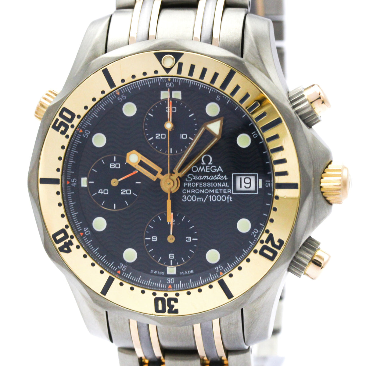 Pre-Owned OMEGA Seamaster 300M Chronograph 18K Gold Titan Watch 2297.80 Polished