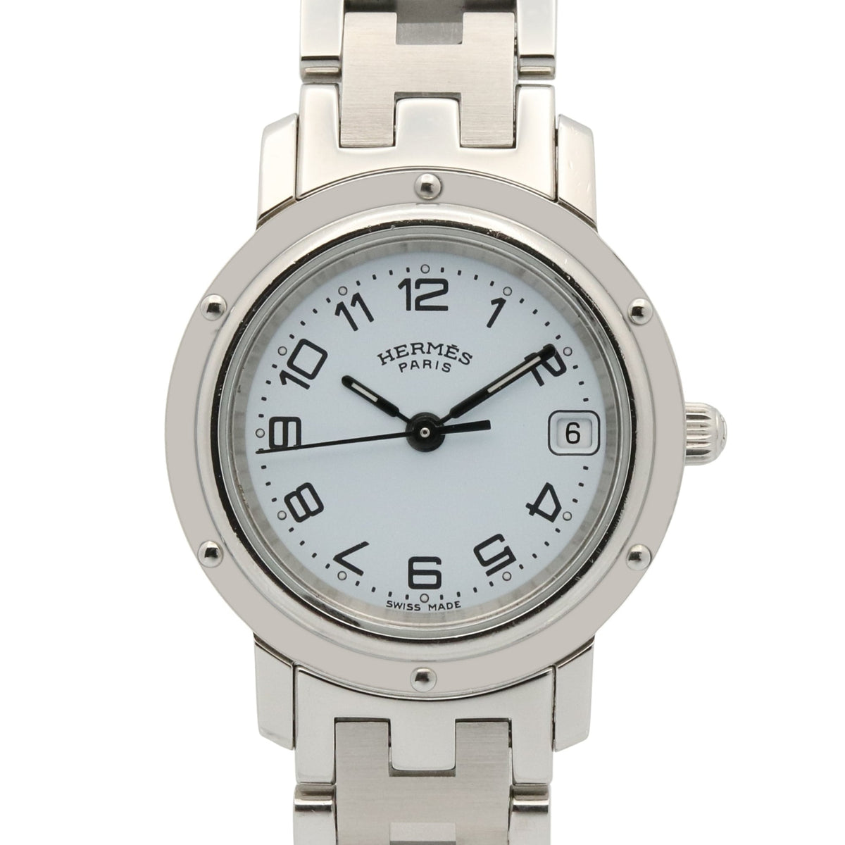 Pre-Owned Hermes Clipper Watch, Stainless Steel, Women's, White (CL4.210)