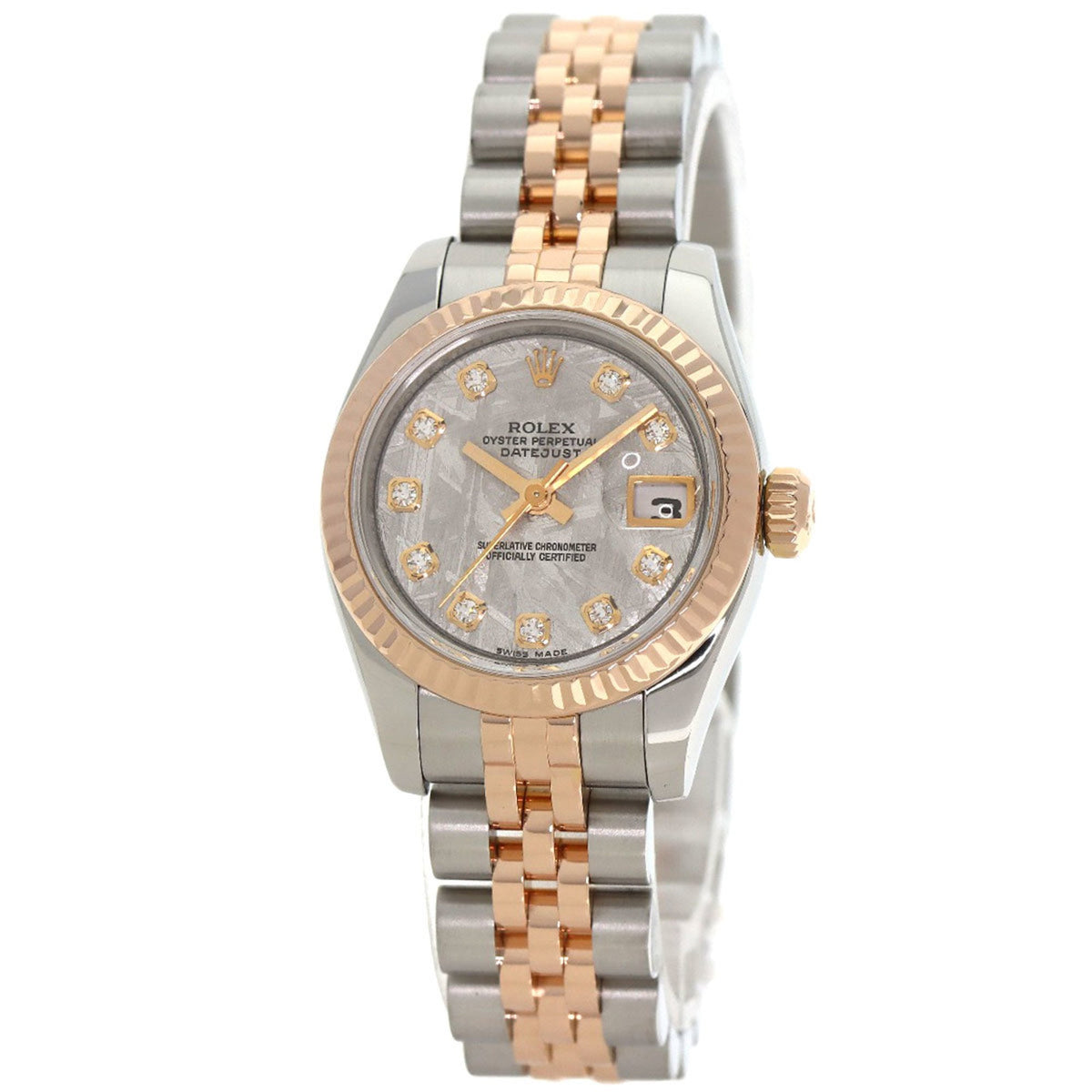Pre-Owned Rolex 179171G Datejust 10P Diamond Watch in Stainless Steel and 18K Everose Gold for Women