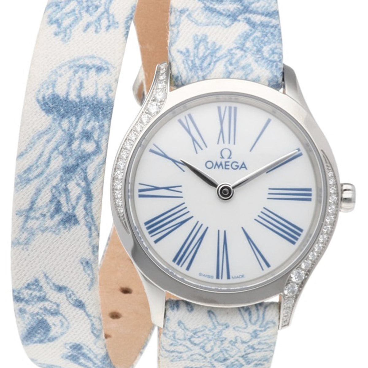 Pre-Owned Omega De Ville Mini Tresor Wristwatch, Stainless Steel 42817266004001, Quartz, Women's, Pre-owned, Toile de Jouy