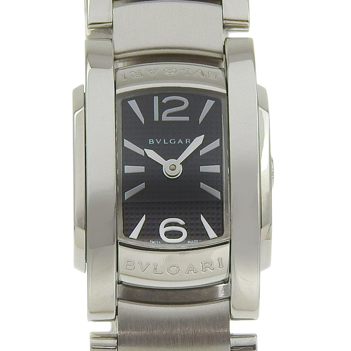 Pre-Owned BVLGARI Assioma Watch AA26S Stainless Steel Quartz Analog Display Black Dial Women's