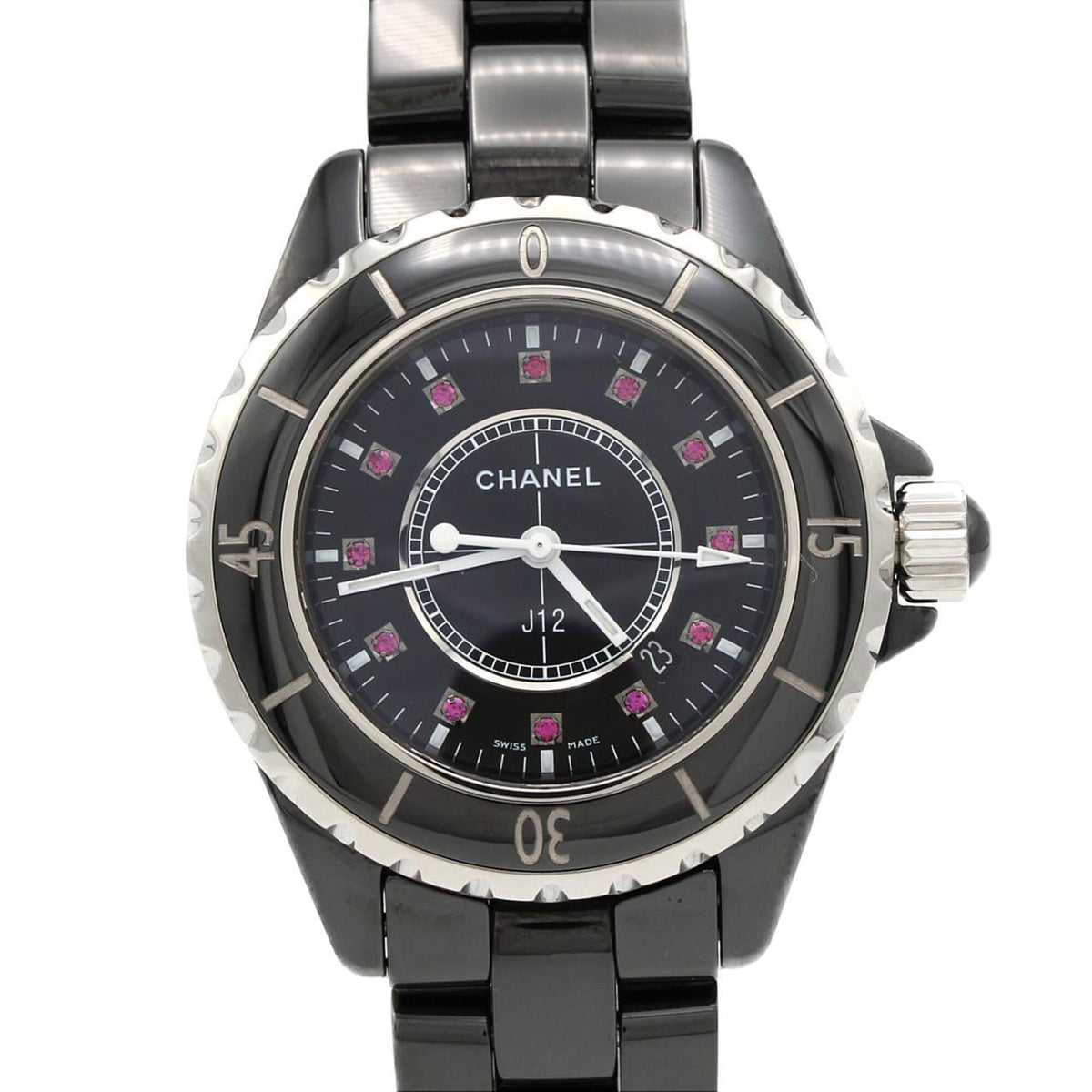 Pre-Owned Chanel J12 33mm Ceramic 12P Ruby H1634 Quartz Watch