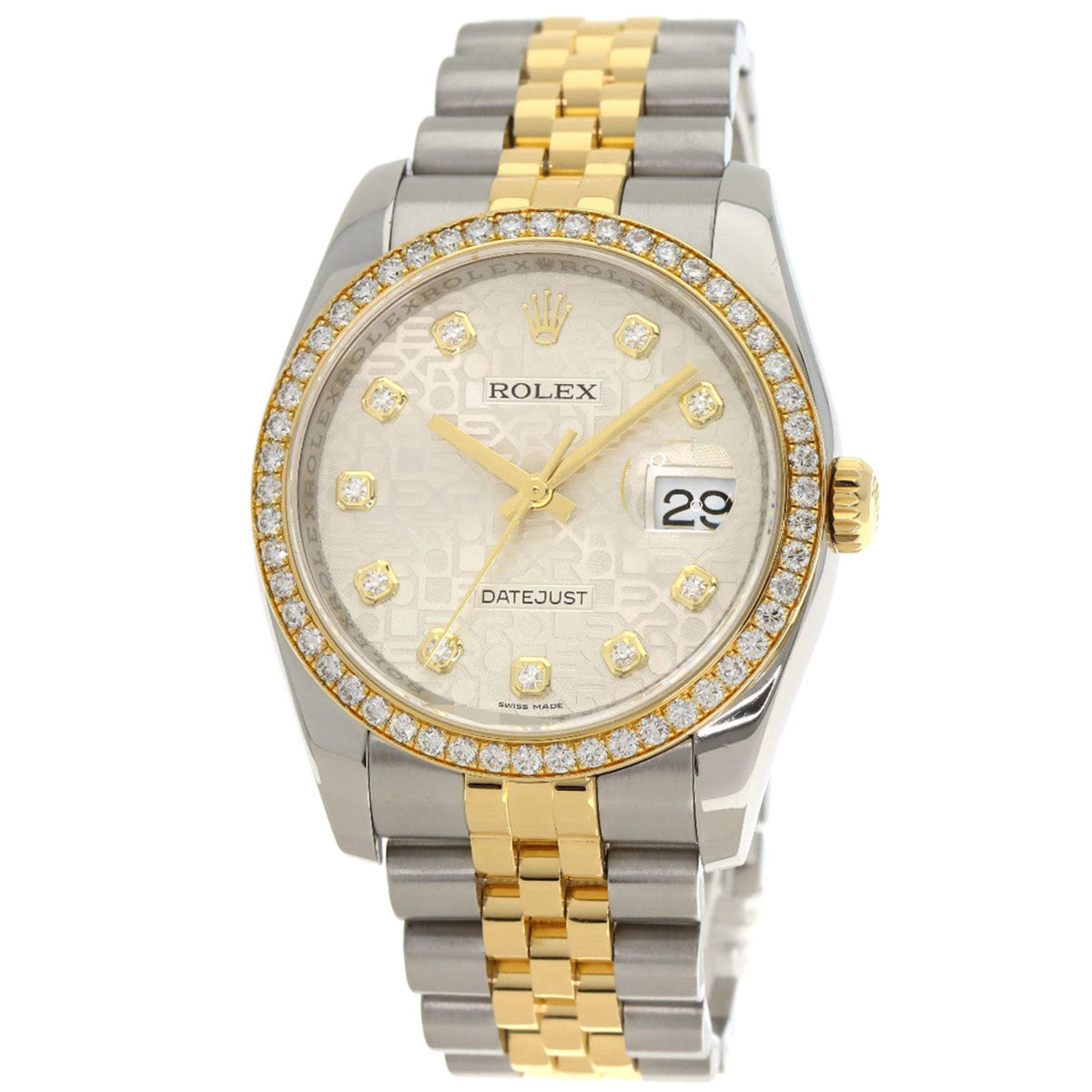 Pre-Owned Rolex 116243G Datejust 10P Diamond Bezel Watch in Stainless Steel/SSx18KYG with Diamonds, Men's