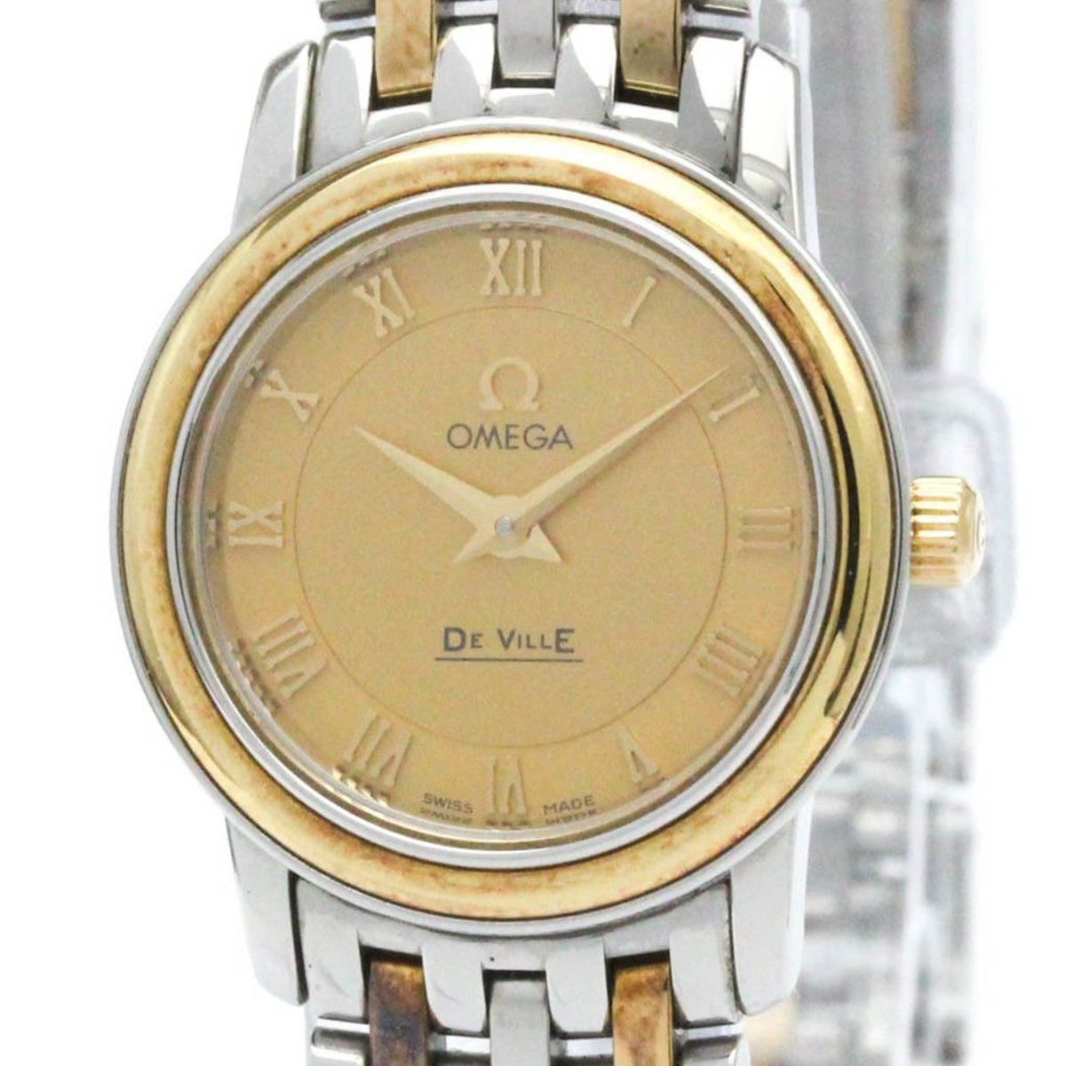 Pre-Owned Polished OMEGA De Ville Prestige 18K Gold Steel Ladies Watch 4370.12 BF571657