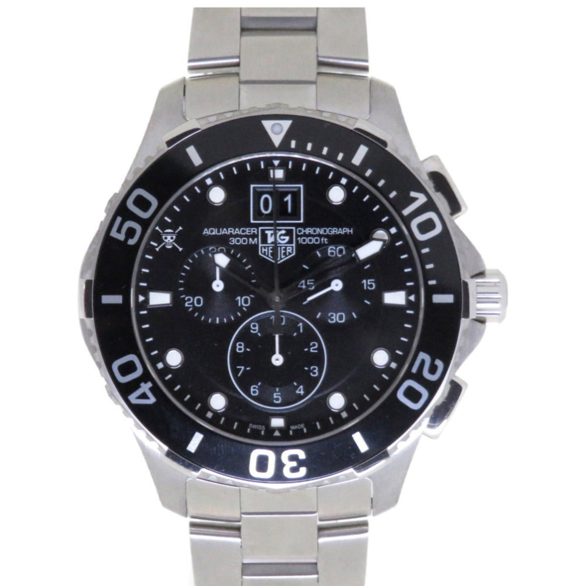 Pre-Owned TAG Heuer Aquaracer One Piece Collaboration Chronograph Limited Edition (250 pieces) CAN1012 Quartz Watch Stainless Steel Black Dial 0063 HEUER ONE PIECE Men's