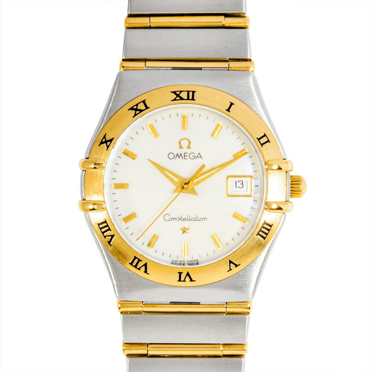 Pre-Owned OMEGA 1272.70 Constellation Quartz Watch with Shell Dial, Two-tone Yellow Gold and Stainless Steel, Women's