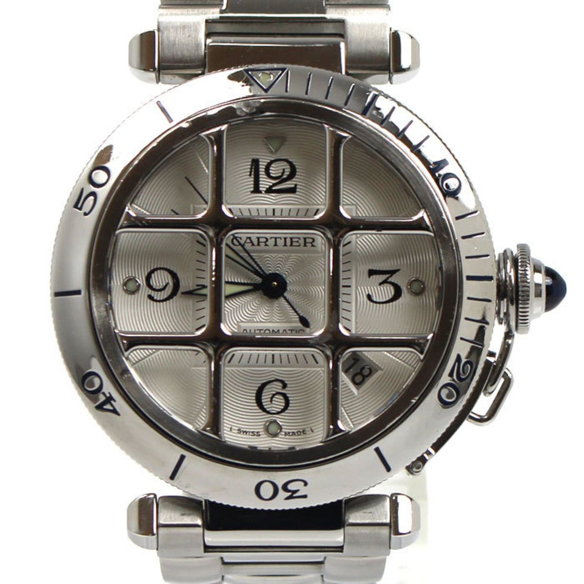Pre-Owned CARTIER Cartier Pasha Grid 38mm Automatic Watch W31040H3 Men's