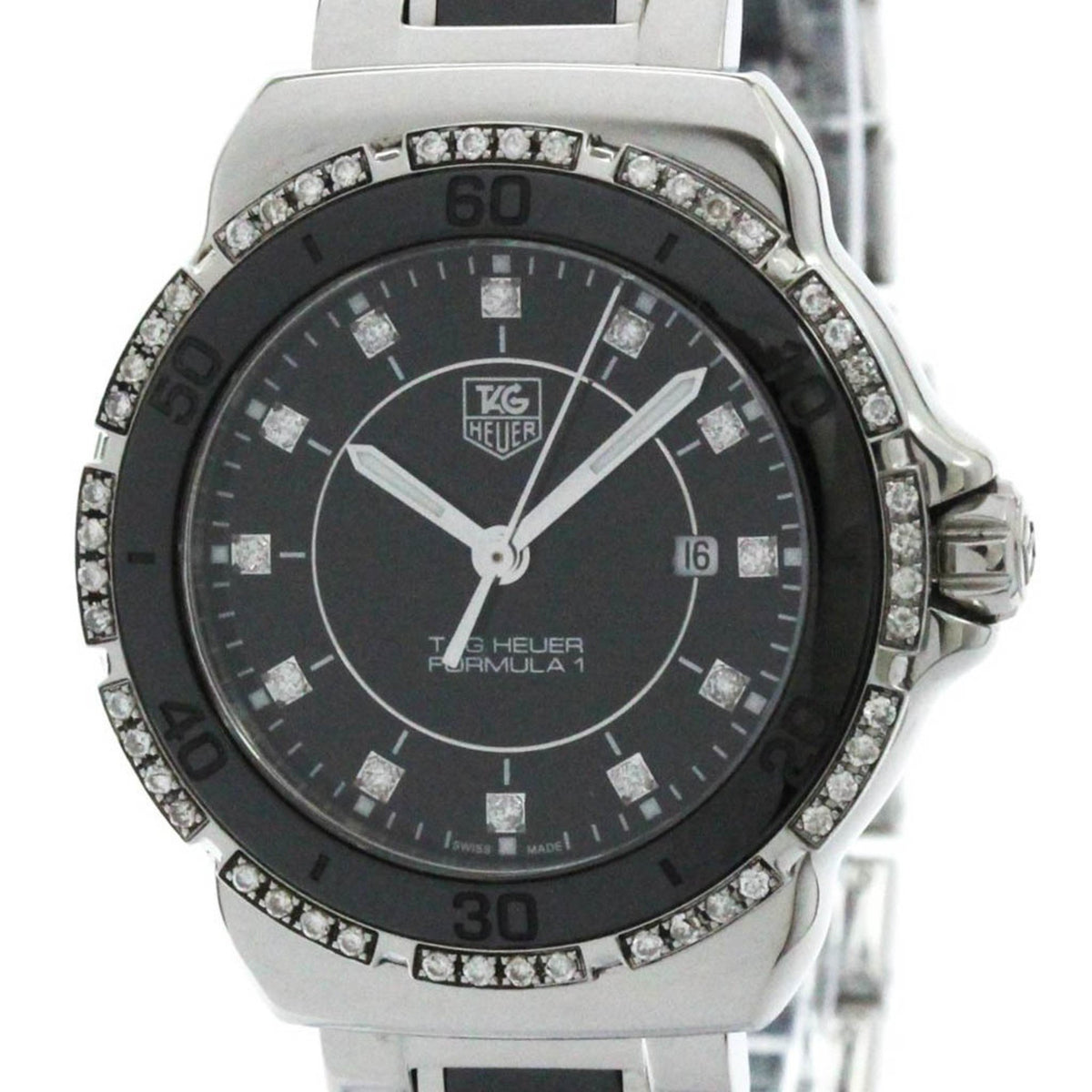 Pre-Owned TAG HEUER Formula 1 Quartz Diamond Ceramic Steel Ladies Watch WAH131 BF581259