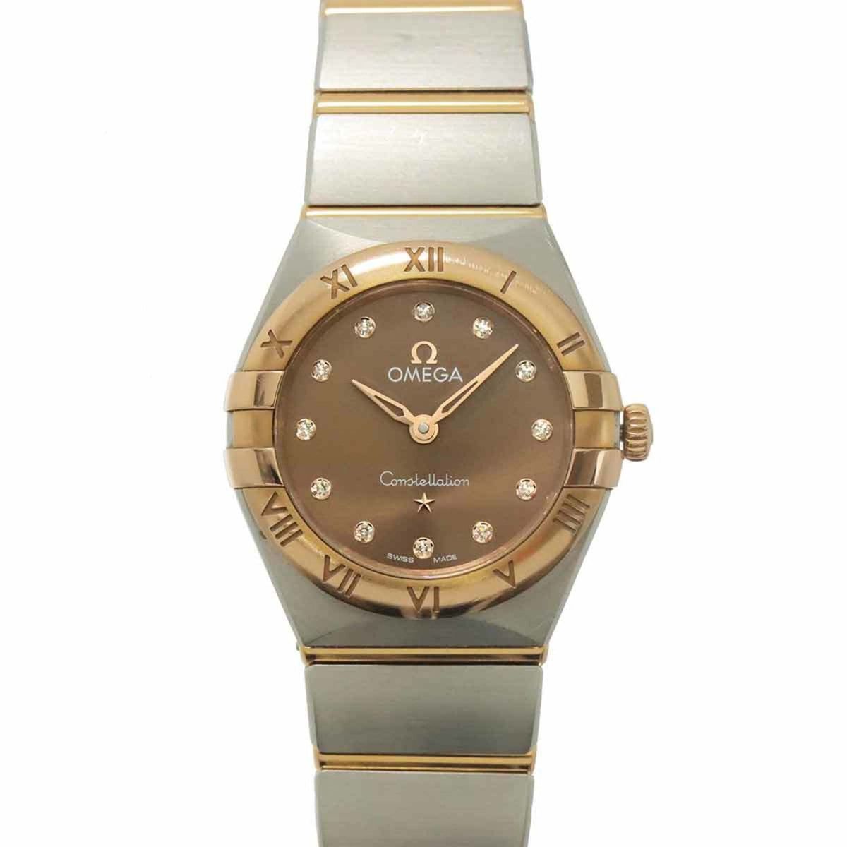 Pre-Owned Omega Constellation Two-Tone 131 20 25 60 63 001 Ladies' Watch 12P Diamond Brown PG Quartz