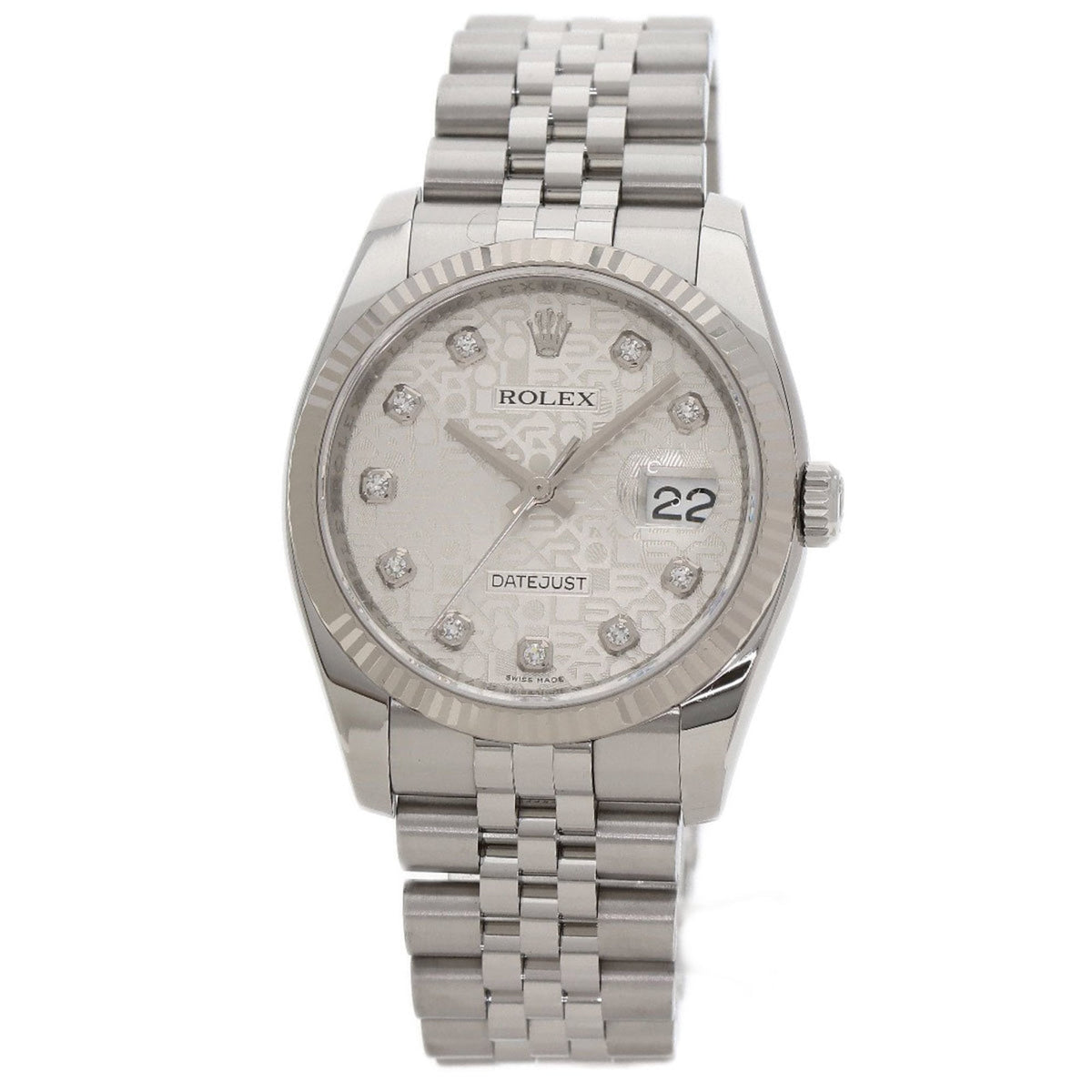 Pre-Owned Rolex 116234G Datejust 10-Piece Diamond Watch in Stainless Steel/SS/18K White Gold for Men