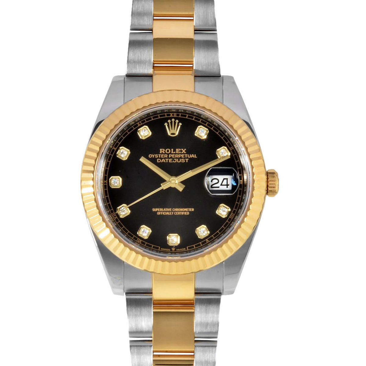 Pre-Owned Rolex ROLEX 126333G Datejust 41 Random Wristwatch Automatic Black Dial YG x SS Oyster October 2022 Men's