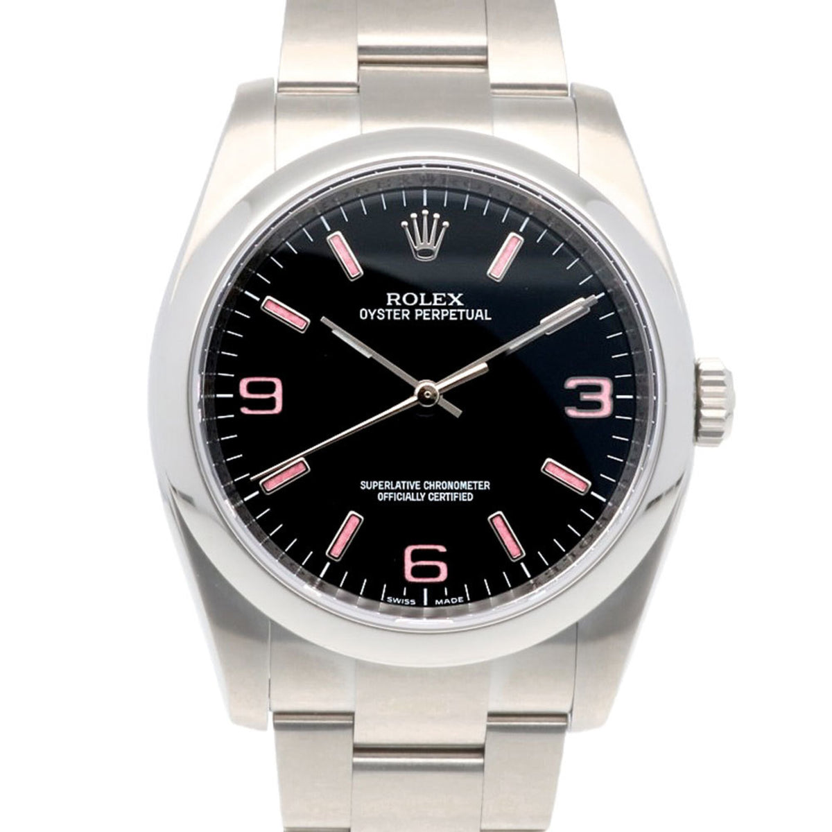 Pre-Owned Rolex Oyster Perpetual Watch, Stainless Steel, 116000, Automatic Winding, Overhauled, Polished, Random Serial Number (Manufactured after 2010), Men's, Pink Indices
