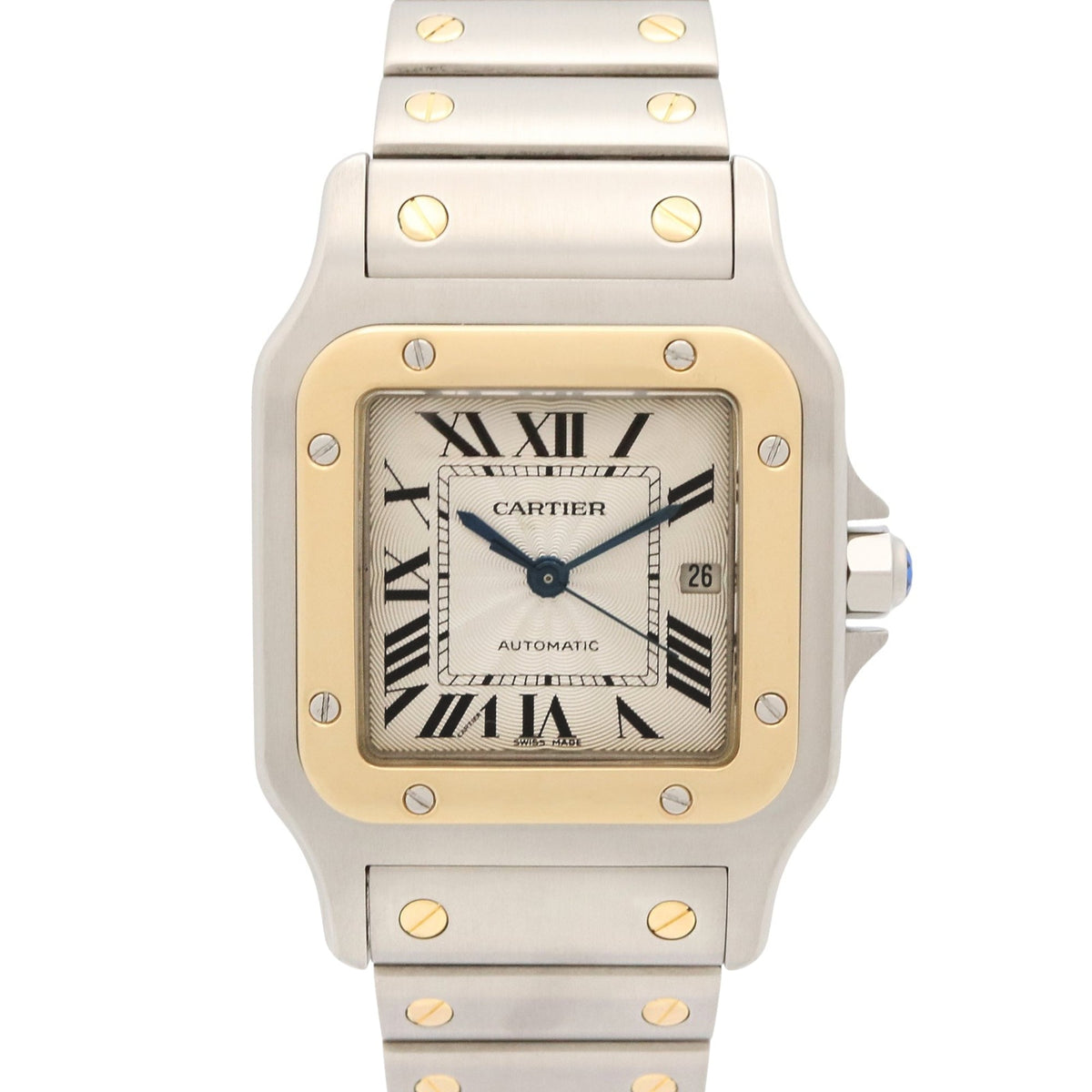 Pre-Owned Cartier Santos Galbee LM Watch, 18K (Yellow Gold) Stainless Steel, Men's, Silver Tone, W20058C4