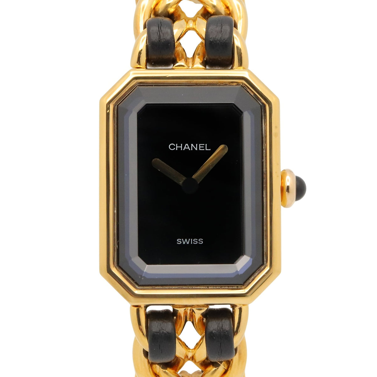 Pre-Owned Chanel CHANEL Premi?re S Watch, Gold Plated (GP), Leather Strap, Women's, Black, H0001