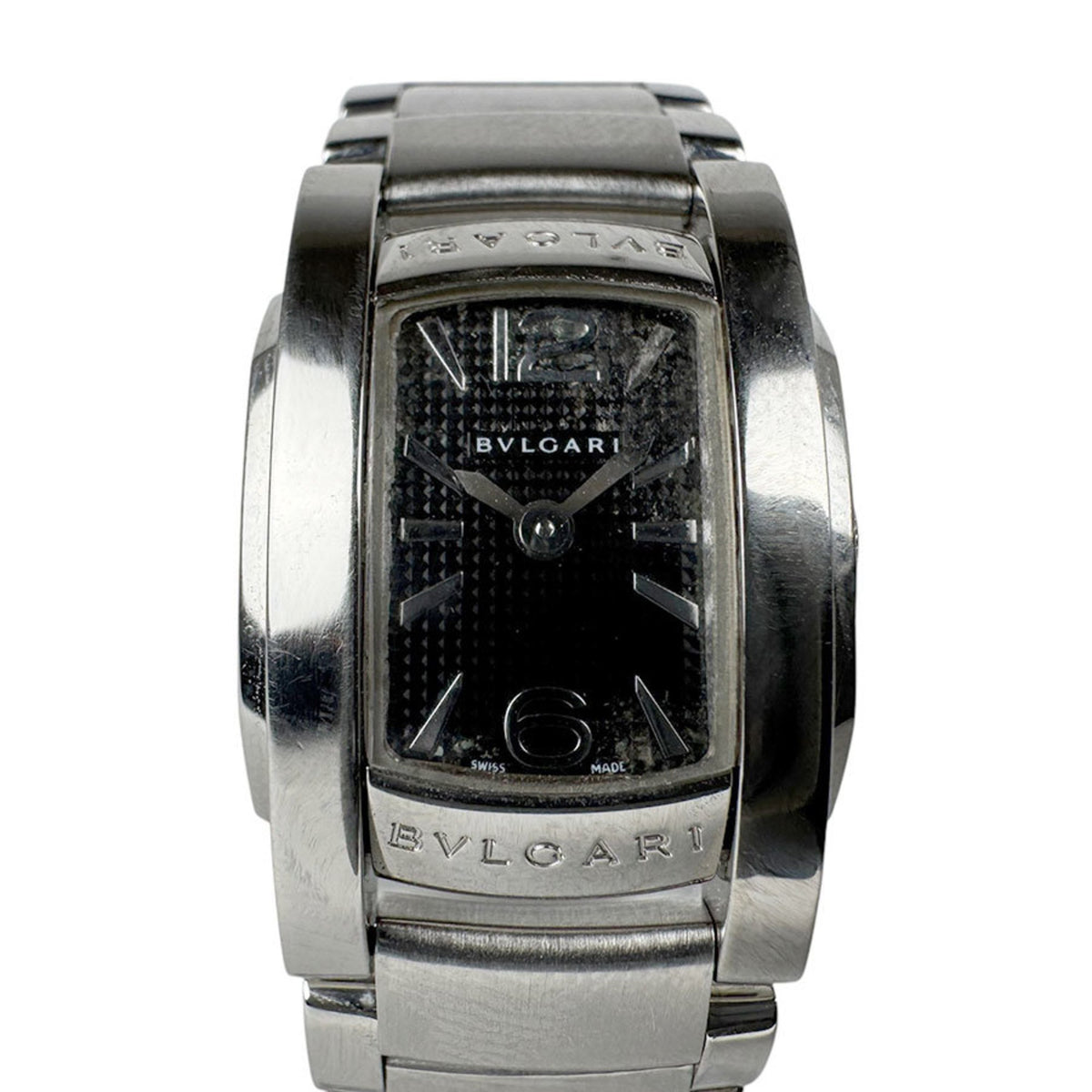 Pre-Owned BVLGARI Watch Ashoma Stainless Steel Silver Black Ladies Quartz Dial u0008