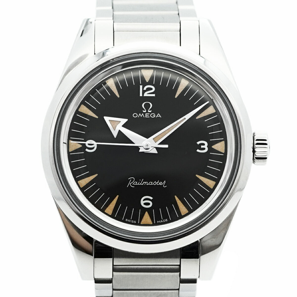 Pre-Owned Omega Railmaster 220.10.38.20.01.002 Black Dial Men's Watch