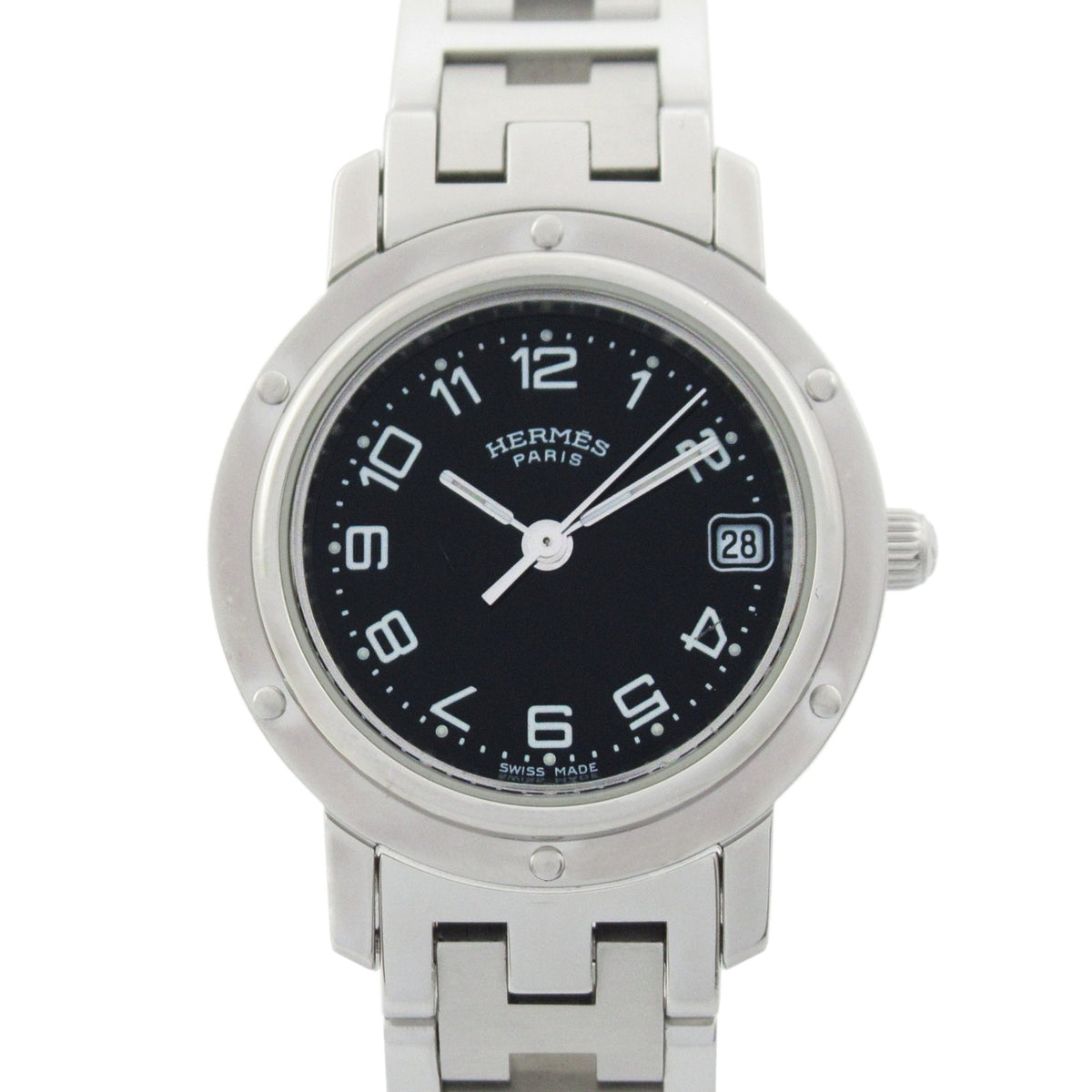 Pre-Owned Herm?s Clipper Watch, Stainless Steel, Women's, Black, CL4.210