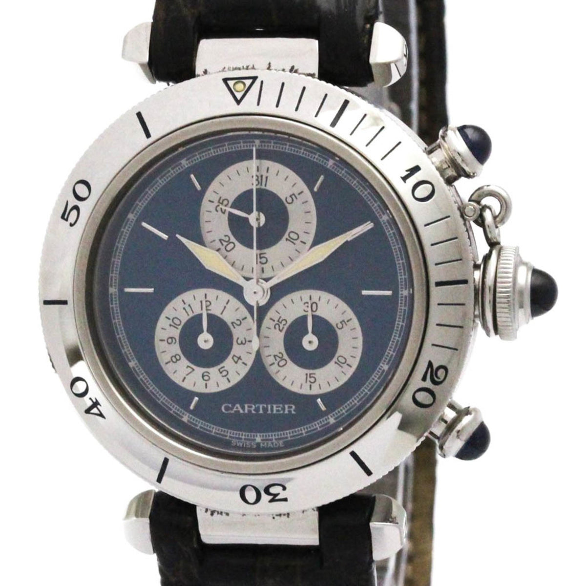 Pre-Owned CARTIER Pasha Chronoreflex Steel Quartz Unisex Watch W31008H2