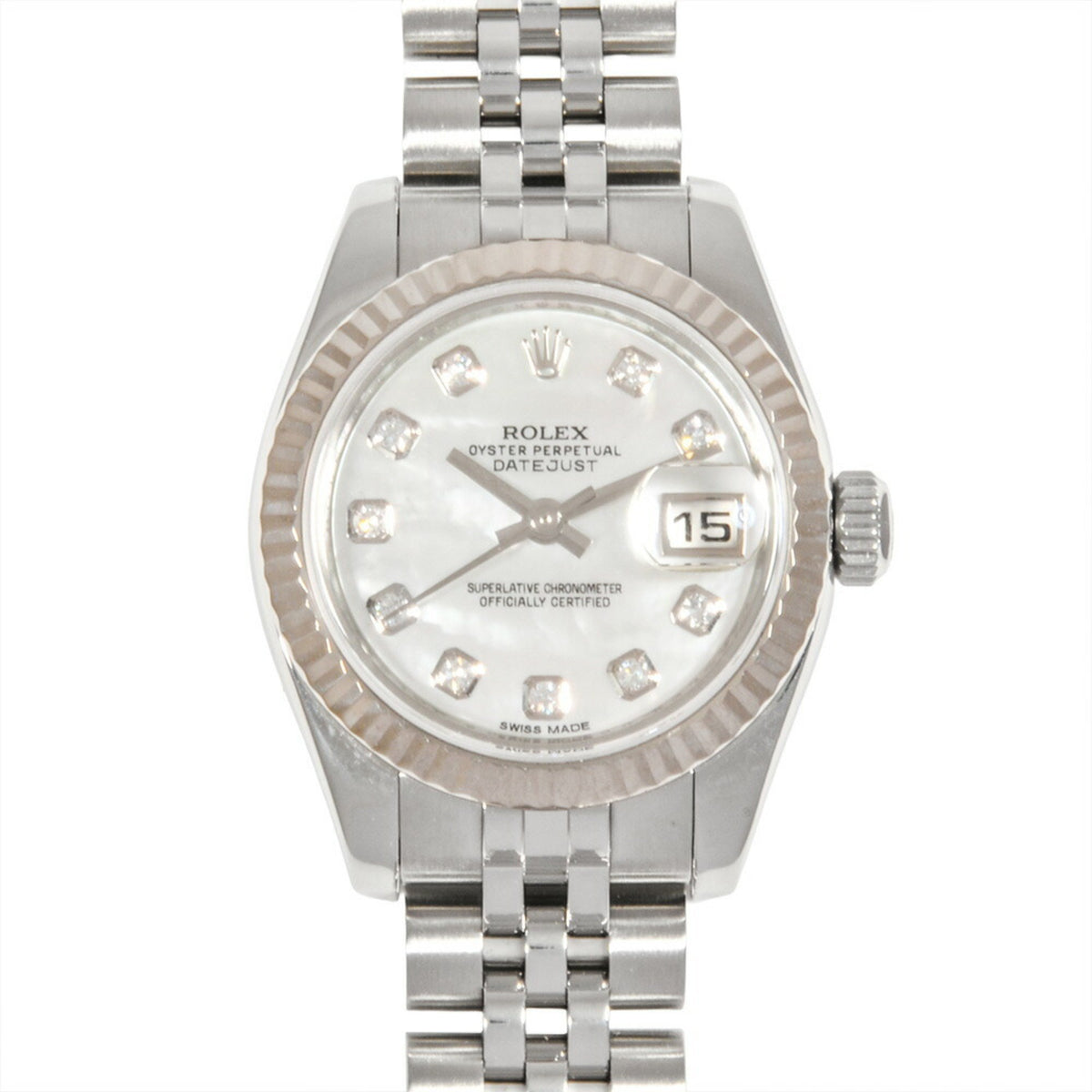 Pre-Owned Rolex ROLEX 179174G Datejust Random Serial Automatic Watch White Shell Dial New Diamond Ladies