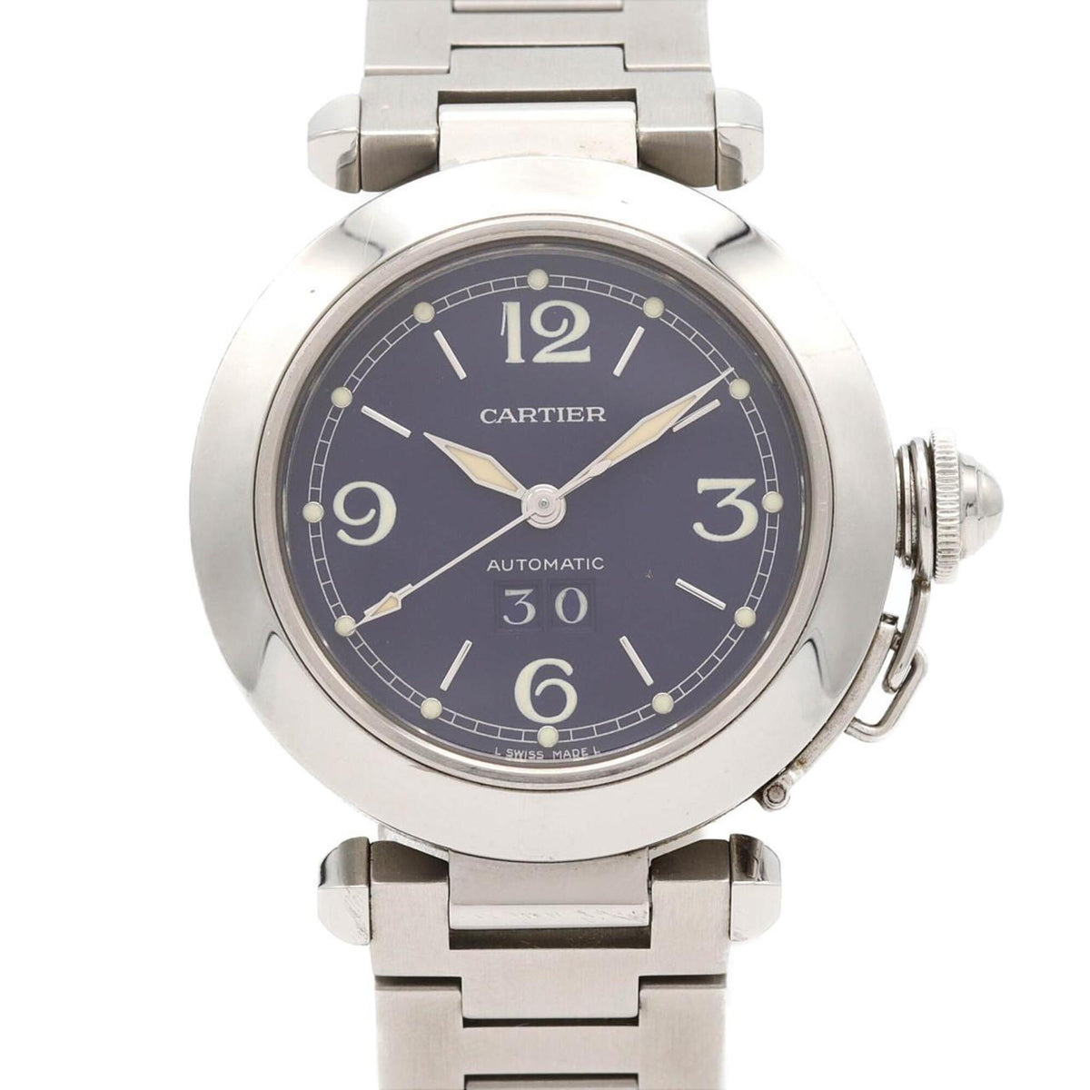 Pre-Owned Cartier Pasha C Grande Date W31047M7 Stainless Steel Automatic Watch