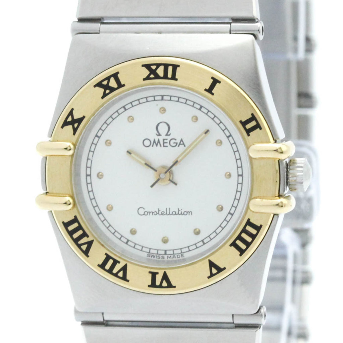 Pre-Owned OMEGA Constellation 18K Gold Steel Ladies Watch 795.1080 Polished