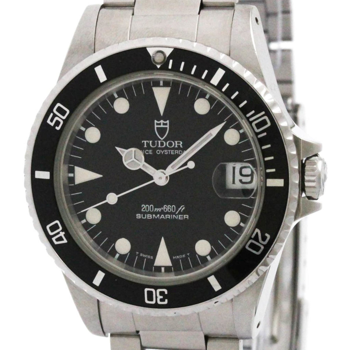 Pre-Owned TUDOR Rolex Prince Oyster Date Submariner Steel Watch 75090 Polished