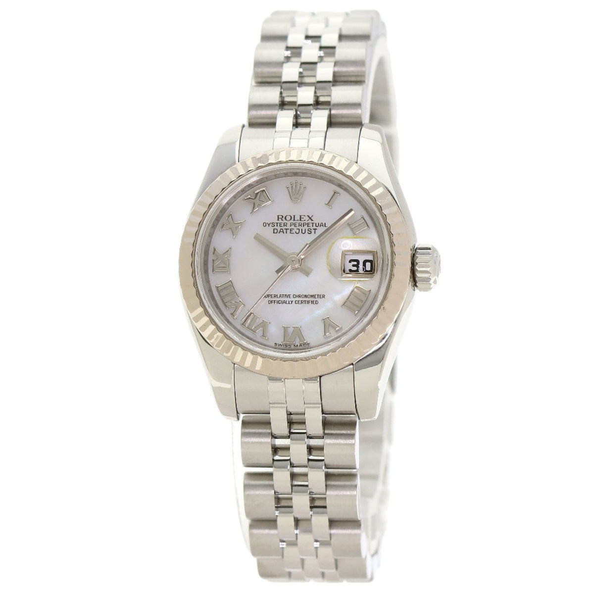 Pre-Owned Rolex 179174NR Datejust 10-Piece Diamond Watch in Stainless Steel/SS/18K White Gold for Women